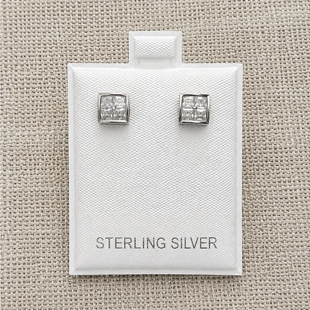 925 Sterling Silver Square 0.40CTW MOISSANITE  Stud Earrings Screw Back
